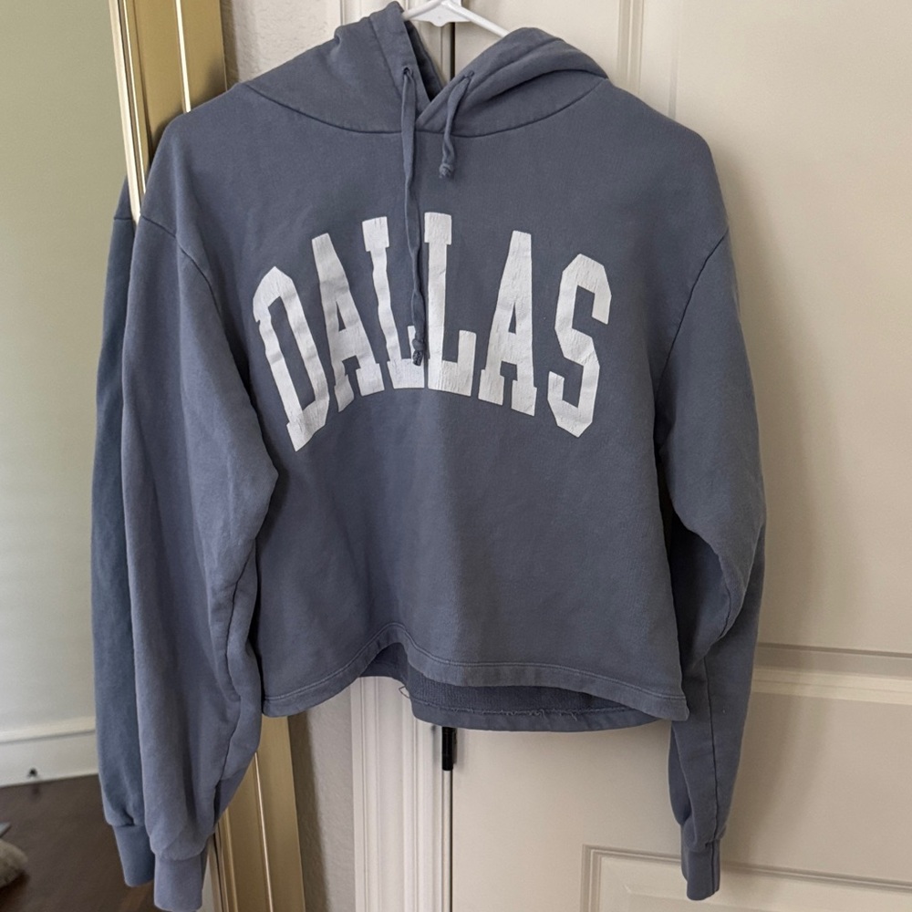 Brandy Melville blue cropped Dallas Hoodie